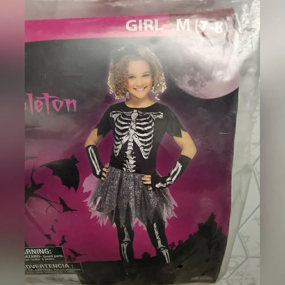 Nwt Hallowen Girl Skeleton CHILD Girls Costume NEW Dress